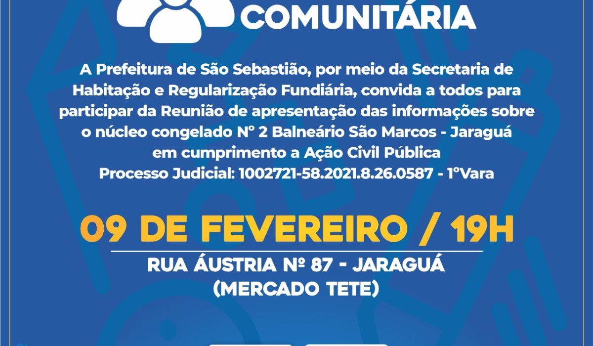 ARTE REUNIÃO TÉCNICA COMUNITÁRIA JARAGUÁ SEHAB