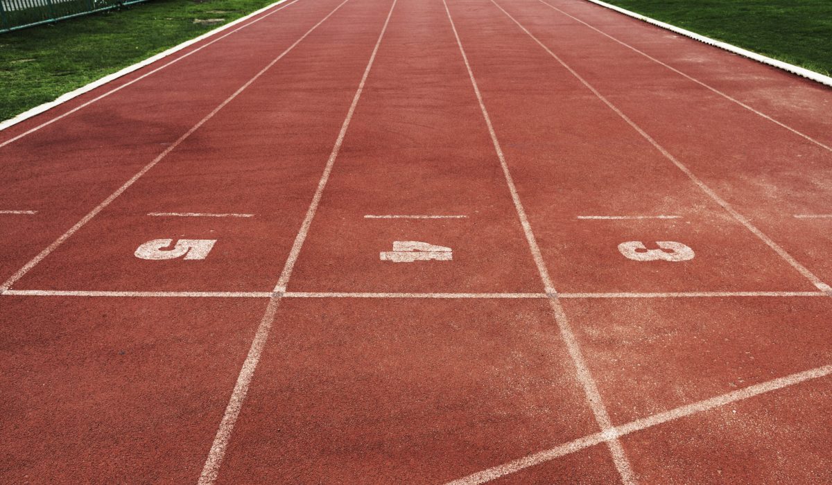 Running tracks at a stadium
